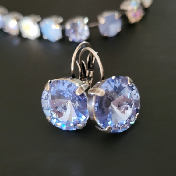 Austrian Crystal Earrings in Antique Silver - Picture 2 of 5